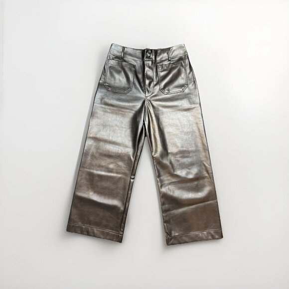 The Colette Cropped Wide-Leg Pants by Maeve: Faux-Leather Edition - Brown - 30 - Picture 5 of 11